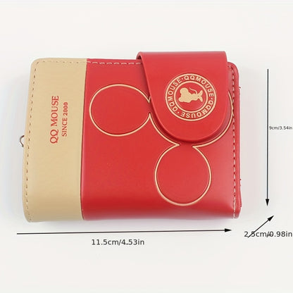 Cartoon Pattern Short Wallet, Simple Foldable Coin Purse, Women's Card Hoder With Wristlet