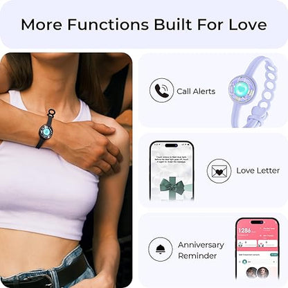 totwoo Long Distance Touch Bracelets for Couples-Candy Collection, Vibration & Light up for Love -Pair of Couples Bracelets |Unique Long Distance Relationship Gifts for Girlfriend Bluetooth Pairing Jewelry, Always Stay Connected