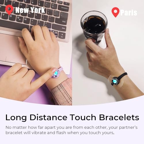 totwoo Long Distance Touch Bracelets for Couples-Candy Collection, Vibration & Light up for Love -Pair of Couples Bracelets |Unique Long Distance Relationship Gifts for Girlfriend Bluetooth Pairing Jewelry, Always Stay Connected