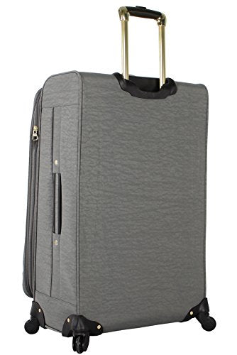 Steve Madden Designer Luggage Collection - 3 Piece Softside Expandable Lightweight Spinner Suitcase Set - Travel Set includes 20 Inch Carry on, 24 Inch & 28-Inch Checked Suitcases (PEEK-A-BOO Grey)