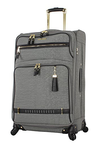 Steve Madden Designer Luggage Collection - 3 Piece Softside Expandable Lightweight Spinner Suitcase Set - Travel Set includes 20 Inch Carry on, 24 Inch & 28-Inch Checked Suitcases (PEEK-A-BOO Grey)