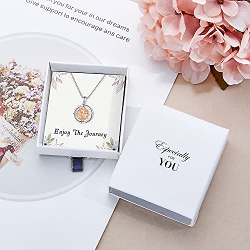 Graduation Gifts for Her 2024 Enjoy the Journey Compass Necklace for Women Girls, Long-distance Travel Going Away Gifts for Friends Female, Retirement Gifts for Women Teacher