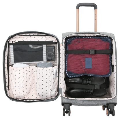 kensie Women's Hudson Softside Spinner Luggage, Heather Gray, 3-Piece Set (16/20/28)