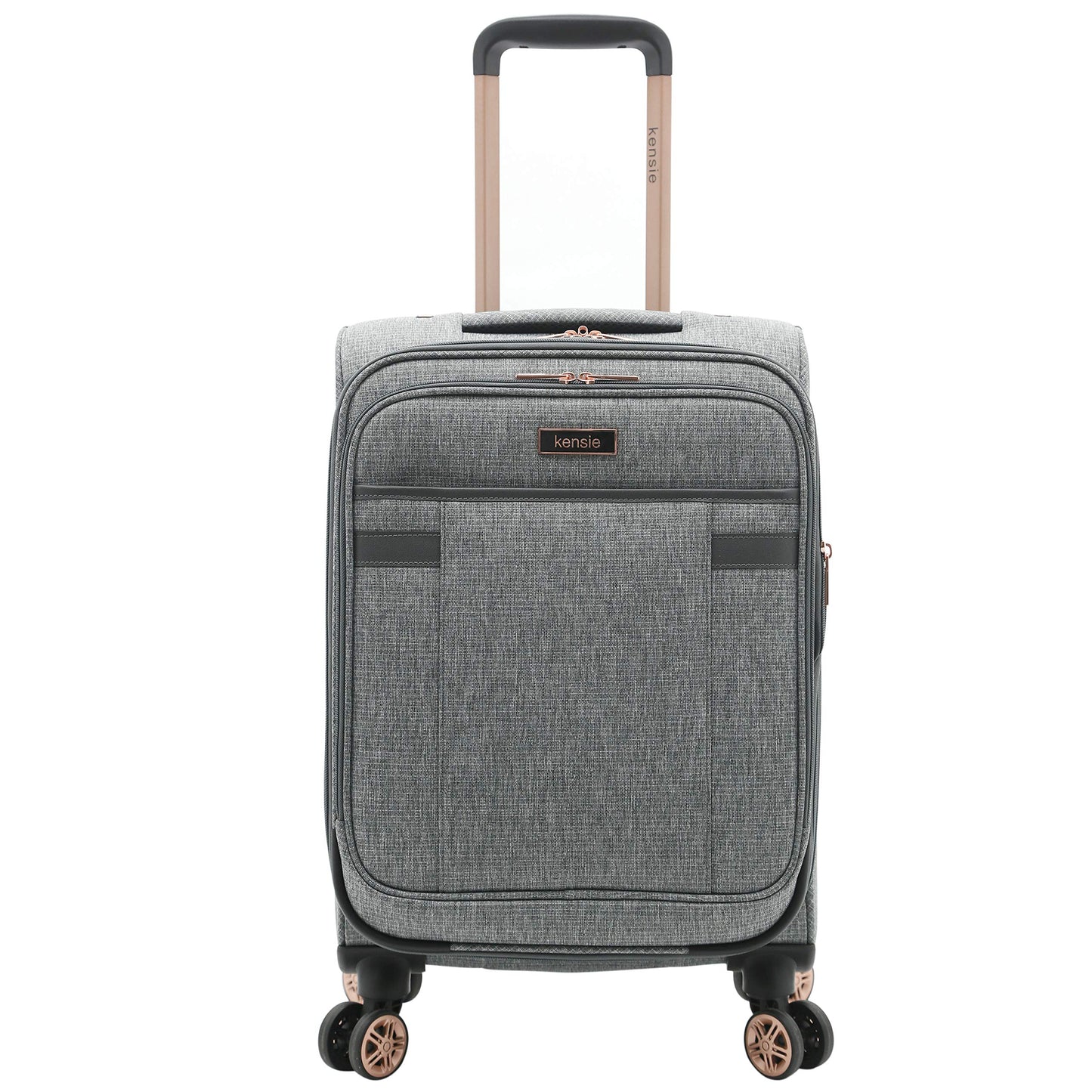 kensie Women's Hudson Softside Spinner Luggage, Heather Gray, 3-Piece Set (16/20/28)